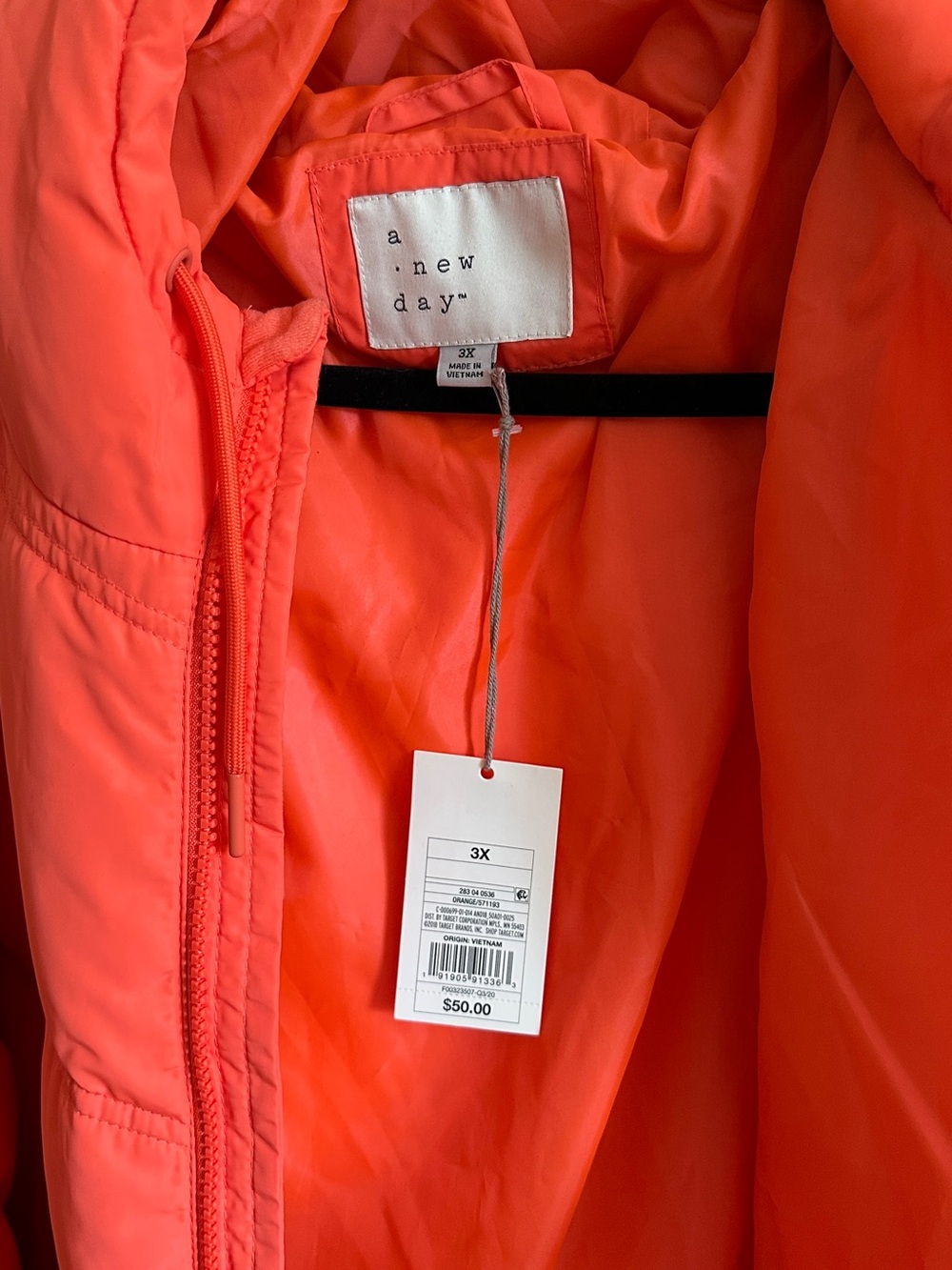 A New Day Orange Belted Hooded Puffer Coat Plus Size 3X NWT Target - Picture 2 of 11